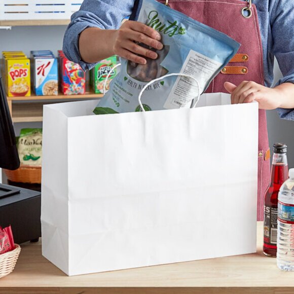 Greenii - 250 White Paper With Handles Kraft 16 * 6 * 12 Party Gift Bags - Picture 7 of 7